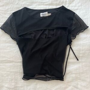 Princess Polly Black Mesh Strappy Blouse